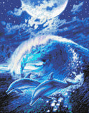 CAK-AC2: "Moonlight Tryst Dolphins" - 40 x 50cm - Finished Sample
