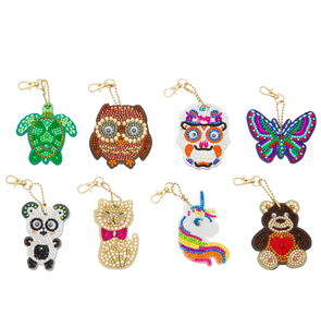 Set of 8 Crystal Art Key Rings Keychains - CAKC-TV8