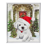 CAM-21: "Festive Pup" Crystal Art Picture Frame Kit, 21 x 25cm (Partial)