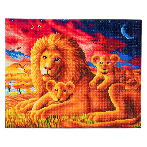 CAK-A61: "Lion Family" Framed Crystal Art Kit, 40 x 50cm