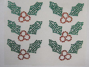 6 x Christmas Holly & Berries Gems (XM03)