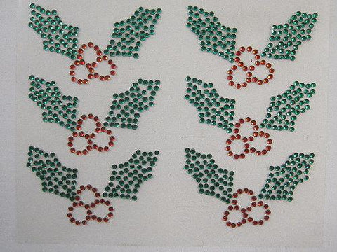 6 x Christmas Holly & Berries Gems (XM03)