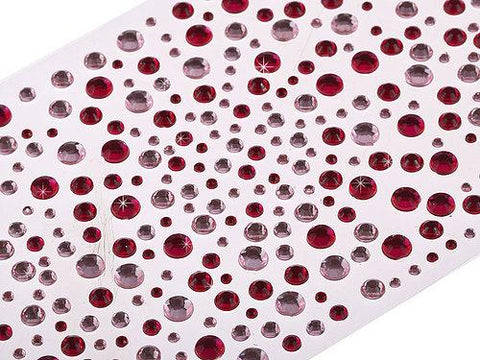 325 x 2,3,4,5mm Pink/Cerise Self Adhesive Gems