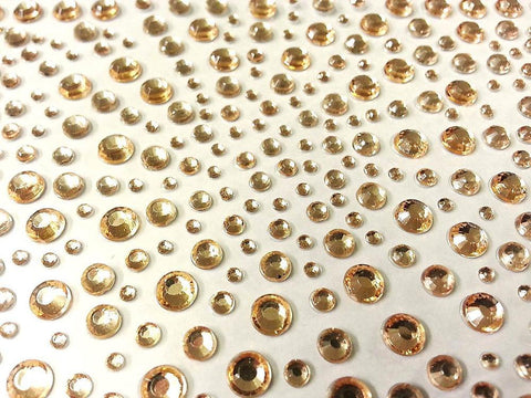 325 x 2,3,4,5mm Peach Self Adhesive Gems